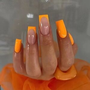 🔥3/$21 Glossy Vibrant Orange press on nails
